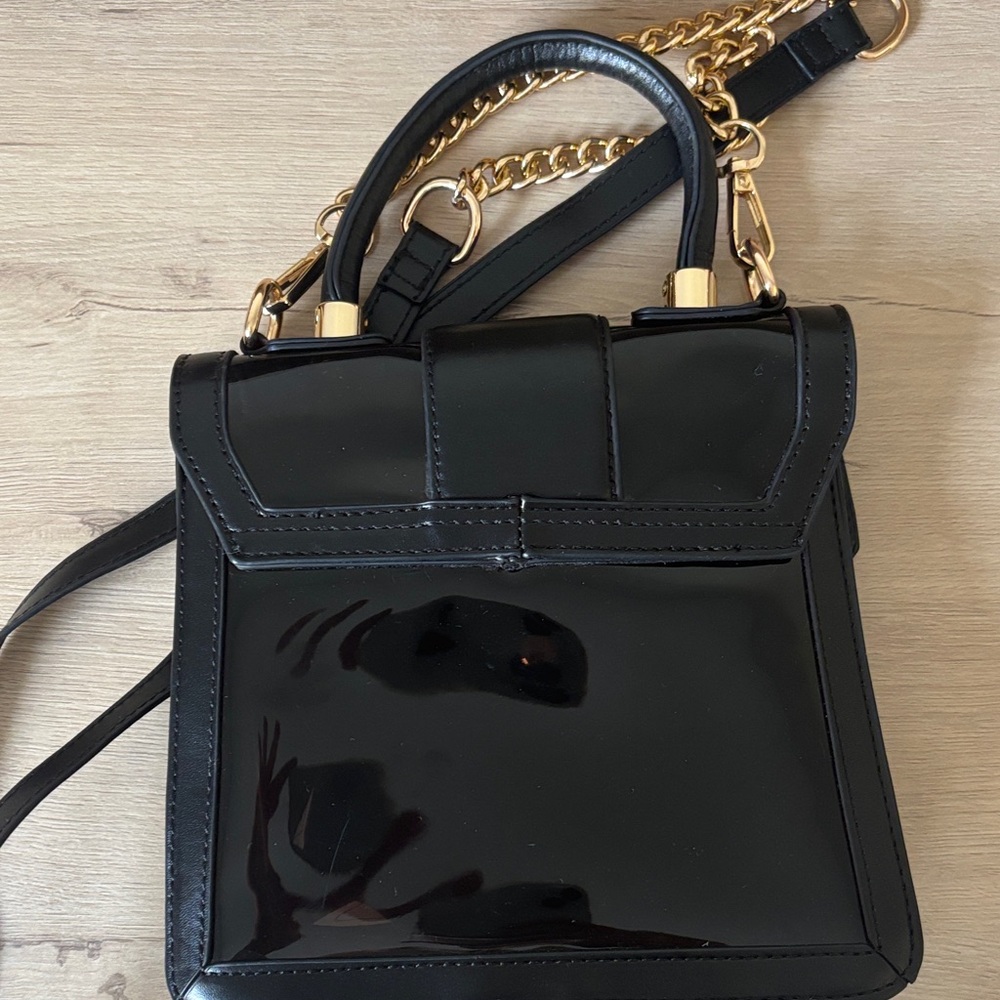 Anthropologie Clear Black Crossbody Bag with Gold Chain - Picture 3 of 9